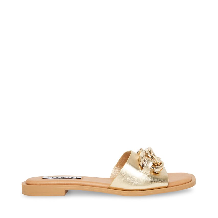 Gold Steve Madden Gene Women\'s Slides | PH 8350PAV